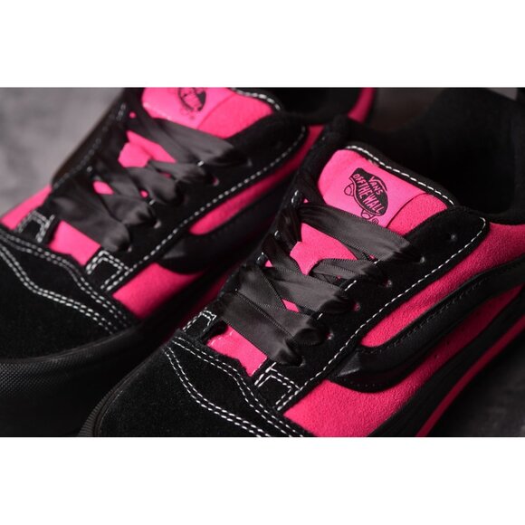 New! Size: 7.5 Women | VANS Knu Skate Platform Stacked | Black/Pink Satin - Picture 10 of 16